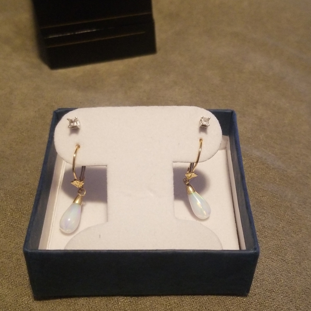Opal earrings with BONUS diamond studs